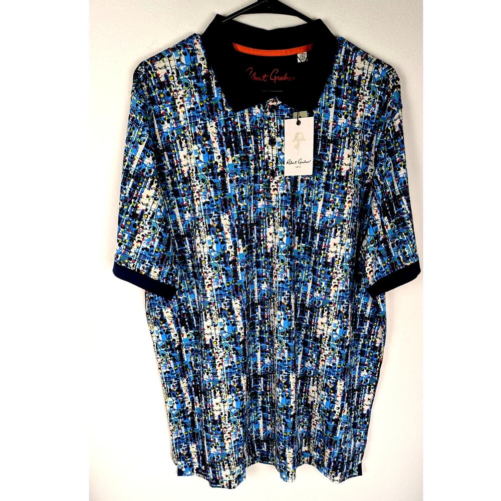 Robert Graham Mens polo shirt 2xl NWT Classic fit Pecia.Luxury Signature Style